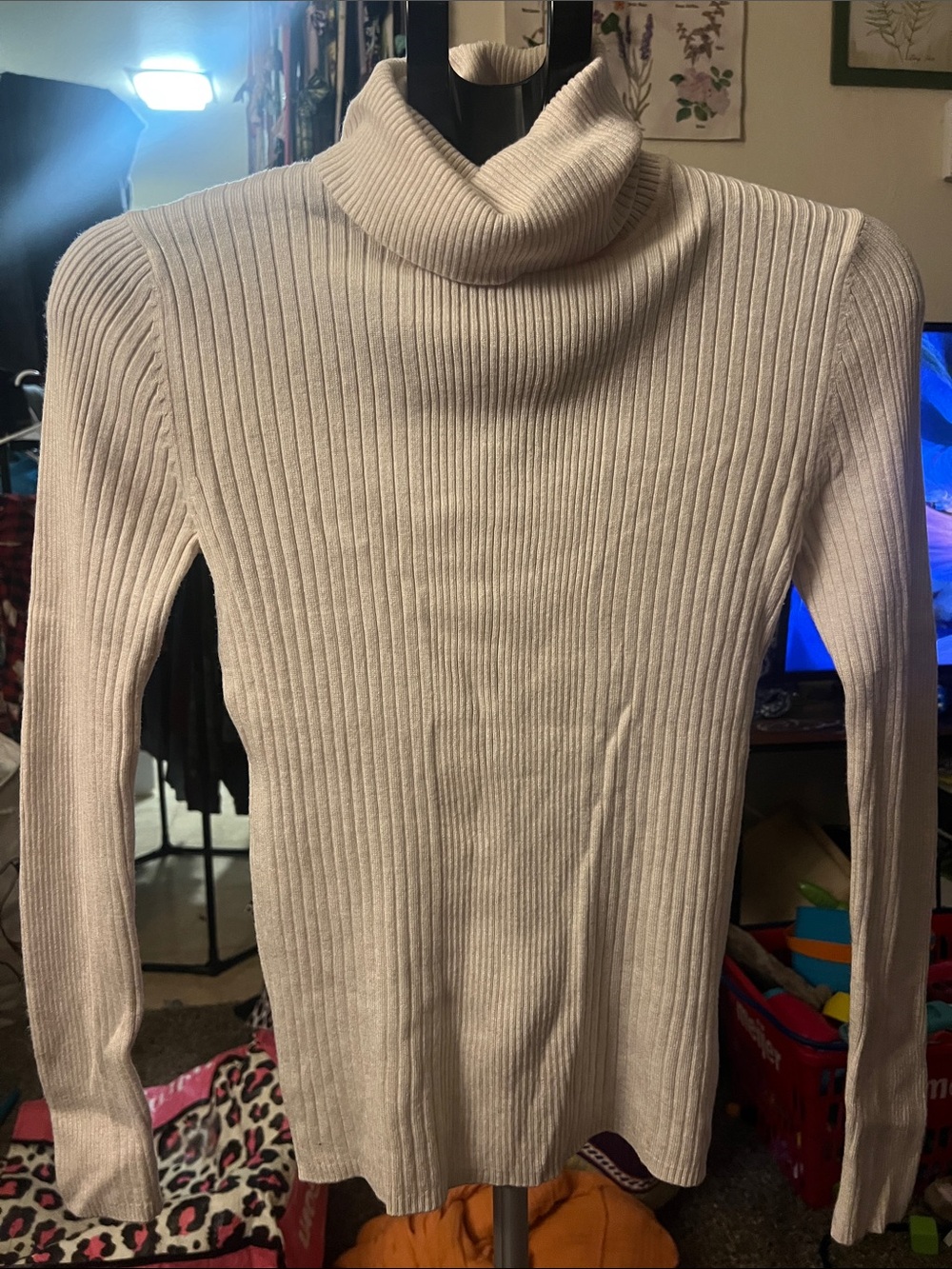George Cream Ribbed Turtleneck Sweater